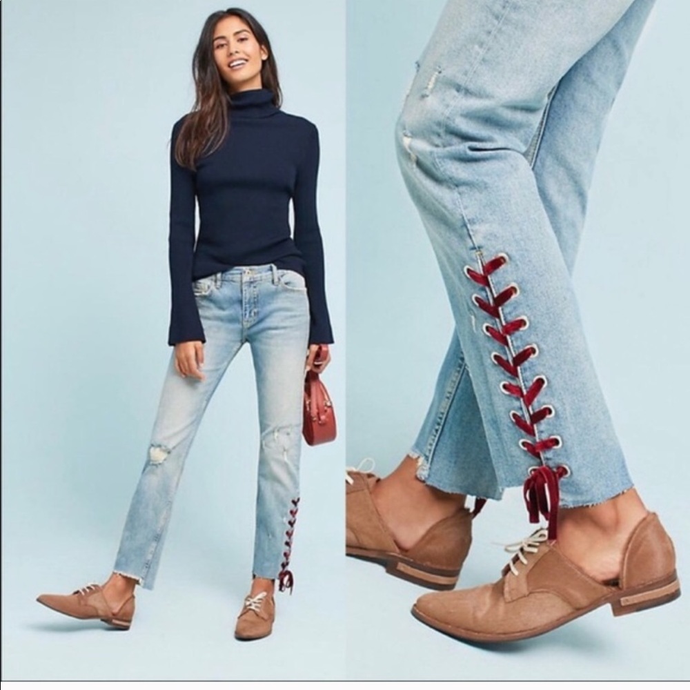 Anthropologie - Pilcro Letterpress lace up jeans